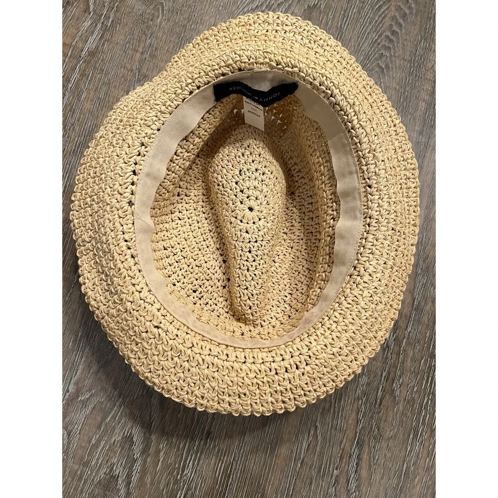 Vintage Women's Tommy Hilfiger‎ Straw Fedora Hat Summer Beach Vacation Resort